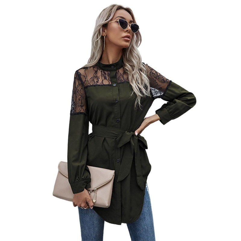 Robe chemise femme avec épaules en dentelle Chic und Stil
