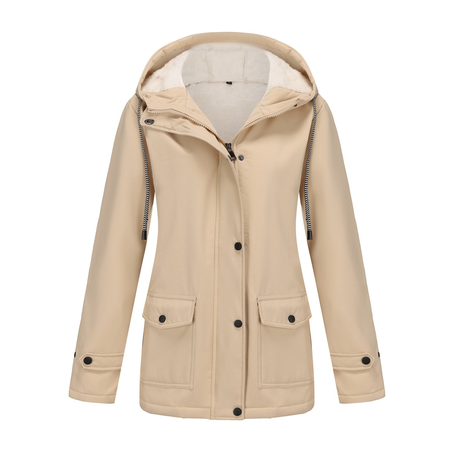 Women waterproof hooded jacket with soft fleece lining Chic and Style