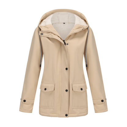 Women waterproof hooded jacket with soft fleece lining Chic and Style