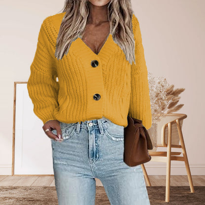 Dames gros tricot cardigan avec motif structuré et détails de bouton tendance Chic und Stil