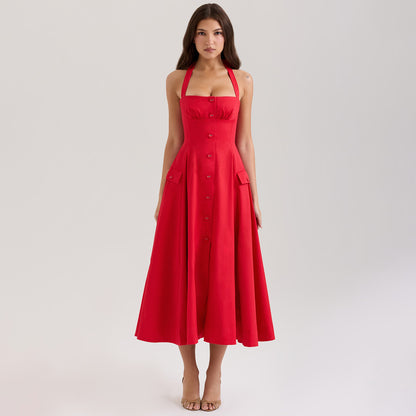 Robe midi à encolure halter à boutons Chic und Stil