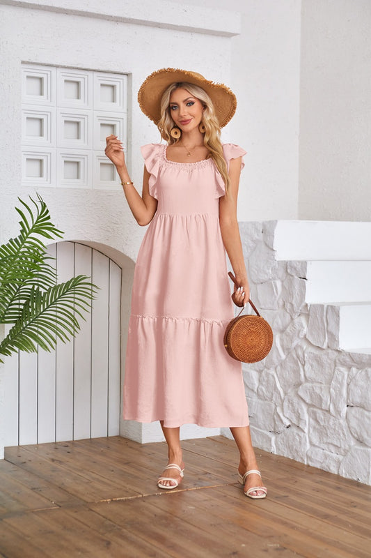 Robe maxi pour femmes avec détails en volants Chic und Stil