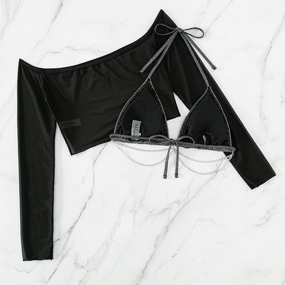 T-shirt court pour dames et ensemble bikini avec détails en volants et accents en chaîne Chic und Stil