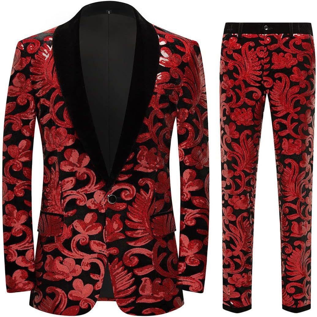 Costume élégant en velours pour hommes avec motif en sequins brillants Chic und Stil
