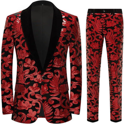 Costume élégant en velours pour hommes avec motif en sequins brillants Chic und Stil
