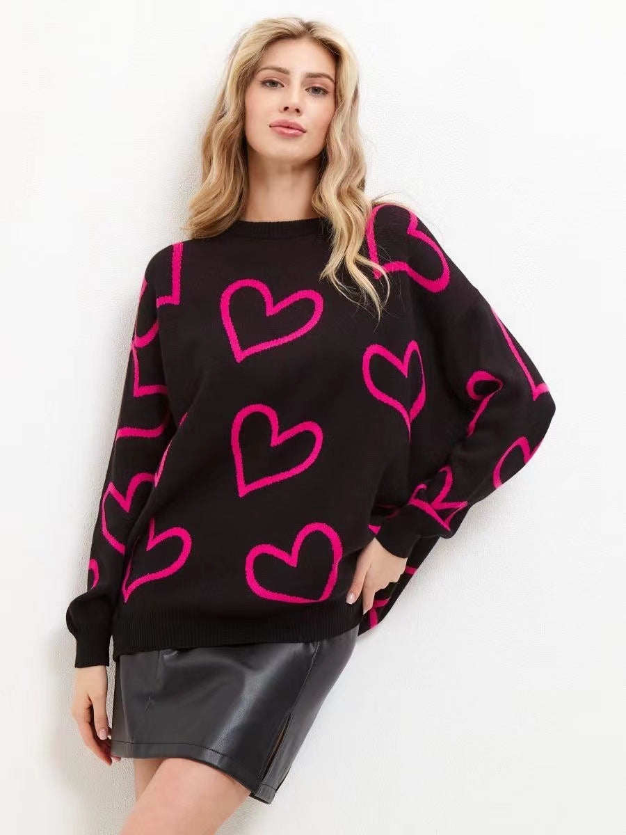 Pull oversized pour femmes avec motif cœur et coupe décontractée Chic und Stil