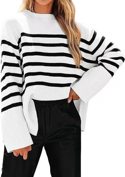 Dames Pull rayé décontracté à coupe ample Chic und Stil