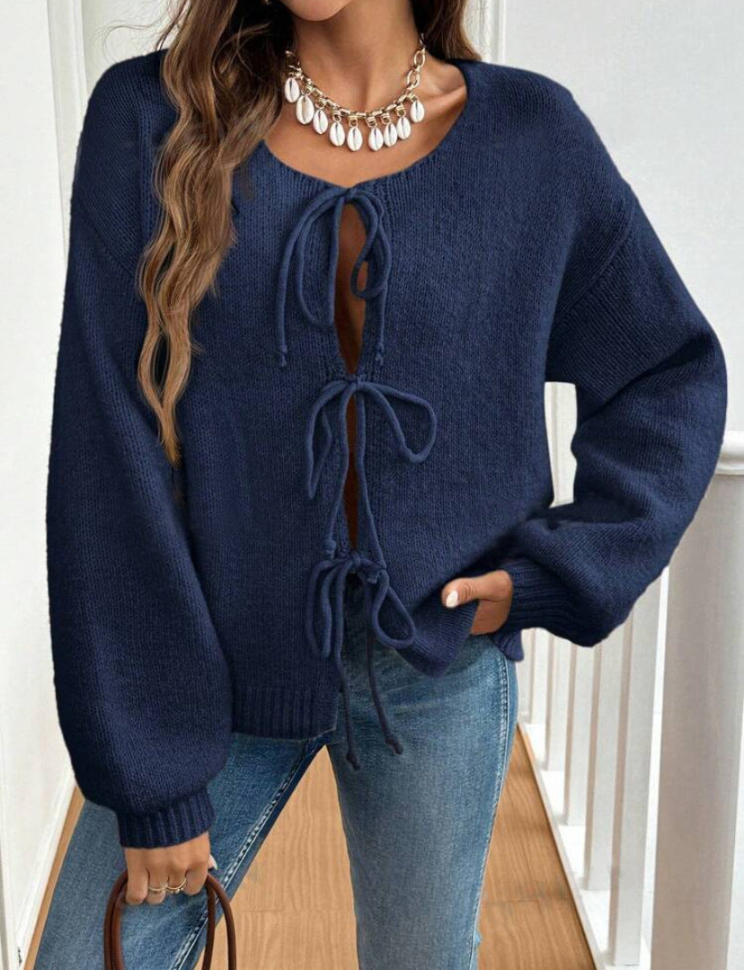 Pull femme avec cordon de serrage et manches décalées Chic und Stil