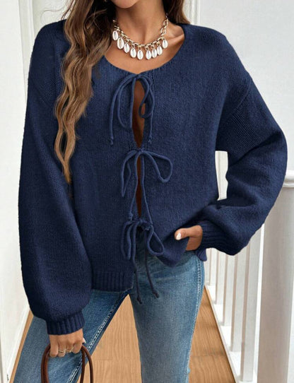 Pull femme avec cordon de serrage et manches décalées Chic und Stil