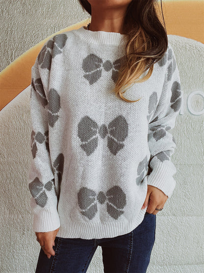 Pull décontracté pour femmes avec motif de nœuds ludique Chic und Stil