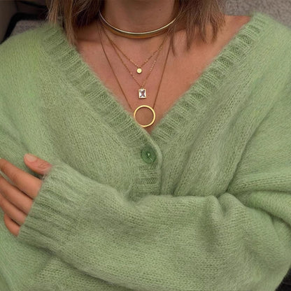 Dames doux cardigan pelucheux Chic und Stil