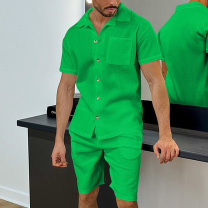 Hommes Ensemble court à manches stylées avec design texturé Chic und Stil