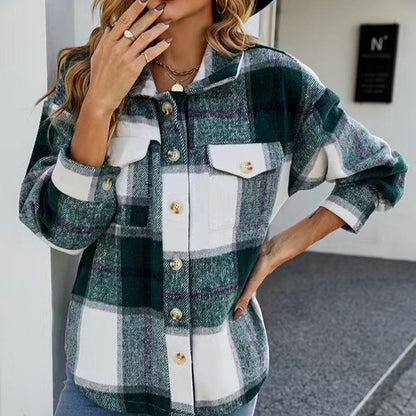 Dames Chemise en flanelle à carreaux avec boutonnière et poches Chic und Stil