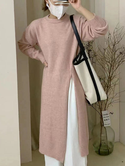Robe en tricot élégante pour femmes avec fente latérale et coupe généreuse Chic und Stil