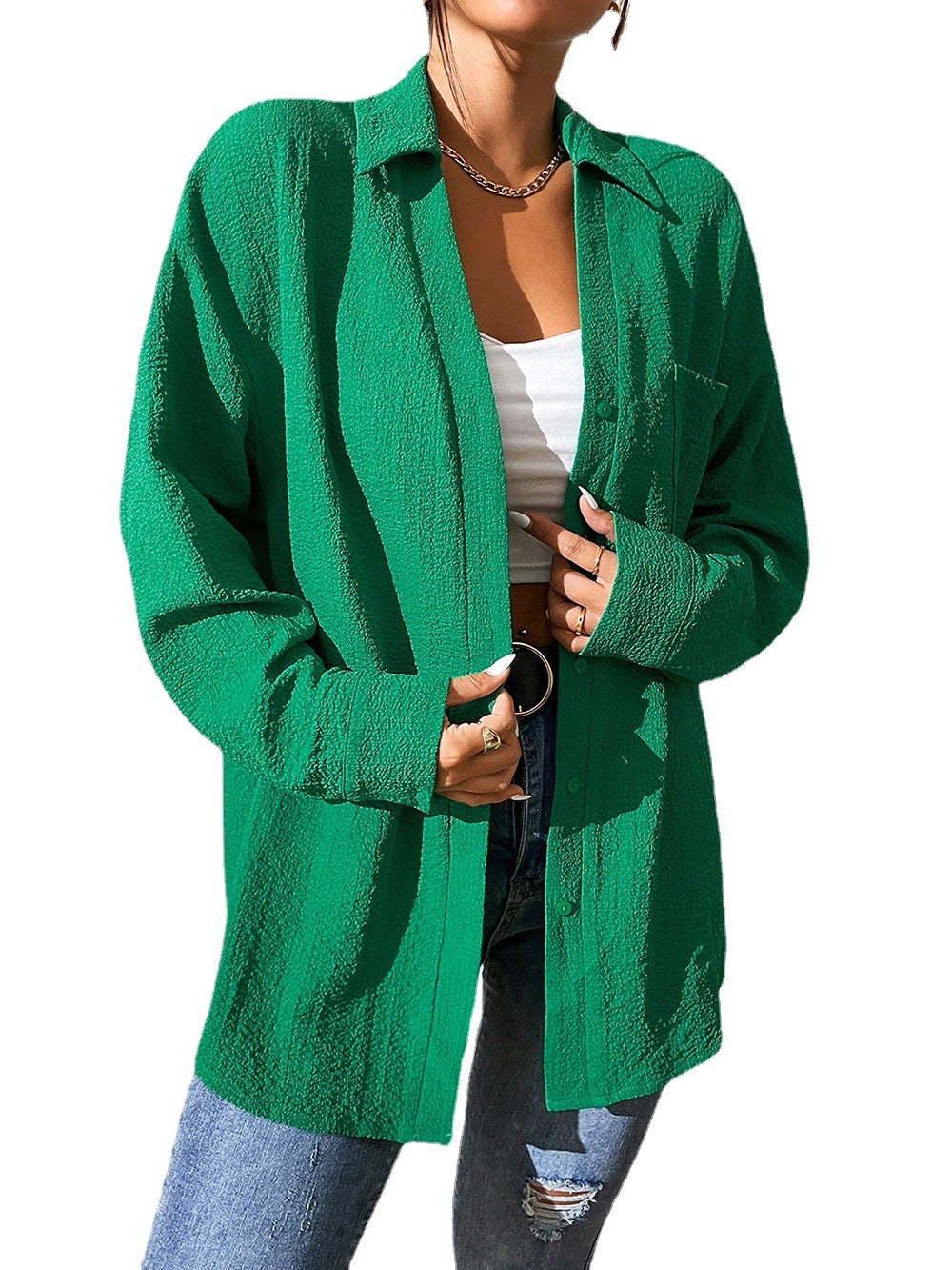 Chemise de loisirs légère pour femmes en tissu texturé Chic und Stil