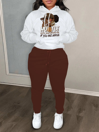 Women's hoodie and jogger pants set with motivational print Chic und Stil