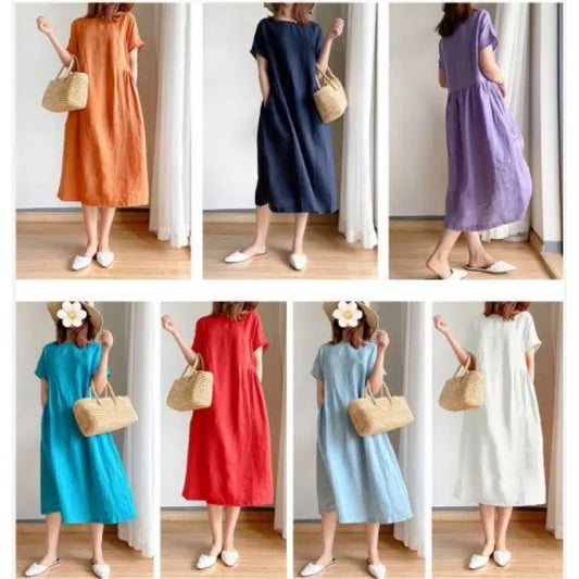 Robe midi longue décontractée pour femme avec poches Chic und Stil