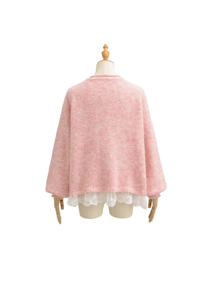 Dames Élégant Gilet en Tricot avec Dentelle et Détails de Bouton Chic und Stil