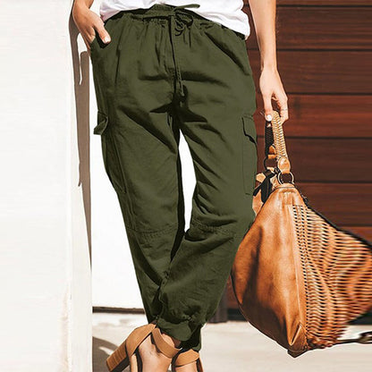 Pantalon cargo pour femme avec taille élastique et poches pratiques Chic und Stil