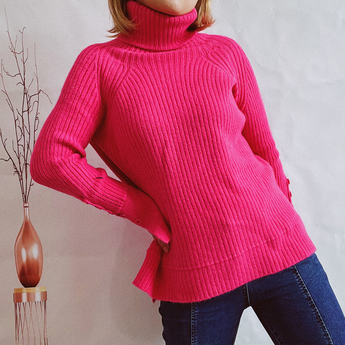 Pull à col roulé côtelé pour femmes avec une coupe élégante Chic und Stil