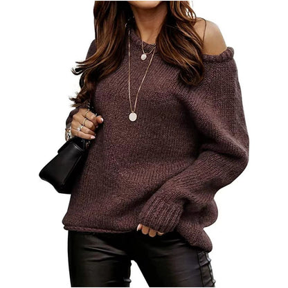Pull décontracté pour femmes avec un design d'épaule ouverte et un tricot doux Chic und Stil