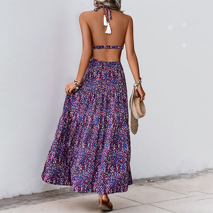 Robe maxi inspirée bohème pour femme avec détail fente Chic und Stil