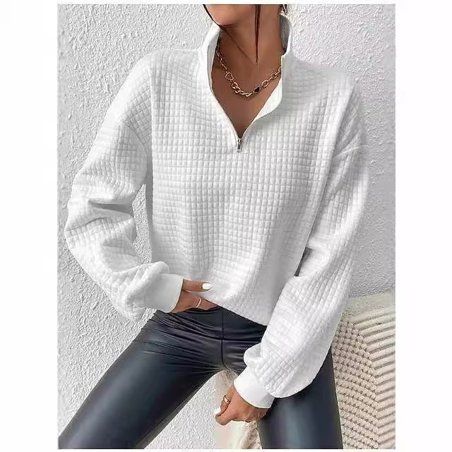 Sweatshirt oversize pour femmes avec col montant et design texturé Chic und Stil