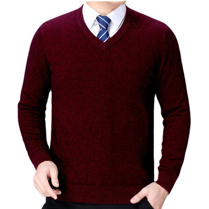 Pull à col en V en mélange de coton doux pour hommes Chic und Stil