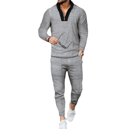 Men Elegant Casual Set with Structured Top and Matching Pants Chic and Style