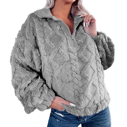 Pull en polaire douillet pour femmes avec fermeture éclair et motif alvéolé Chic und Stil