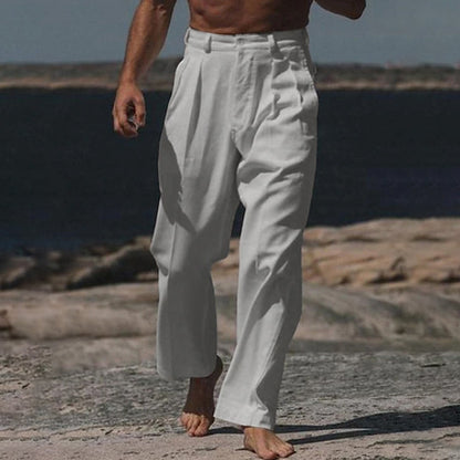 Pantalon en lin élégant pour hommes avec coupe large et grand confort de port Chic und Stil