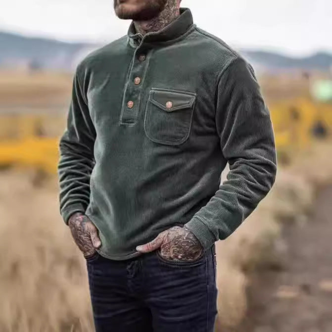 Chemise en fleece pour hommes avec patte de boutonnage et poche sur la poitrine Chic und Stil