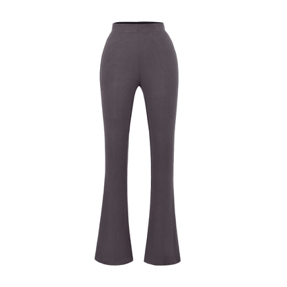 Elegant flared pants for women with a high waist and fine rib design Chic and Style