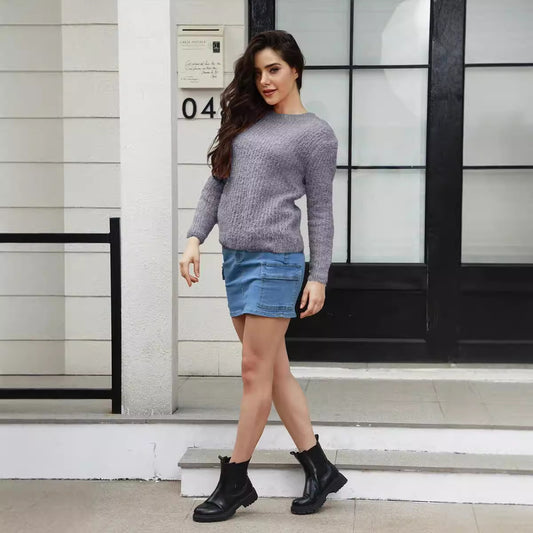 Pull-over en tricot pour femmes avec tissu structuré et coupe décontractée Chic und Stil
