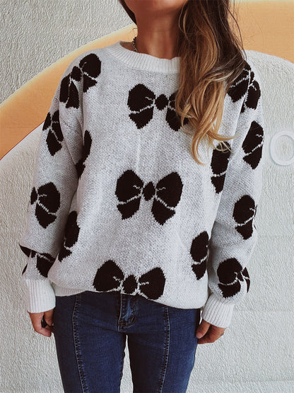 Pull décontracté pour femmes avec motif de nœuds ludique Chic und Stil