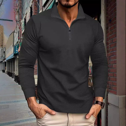 Functional long sleeve pullover for men with half-zip and innovative structural design Chic and Style