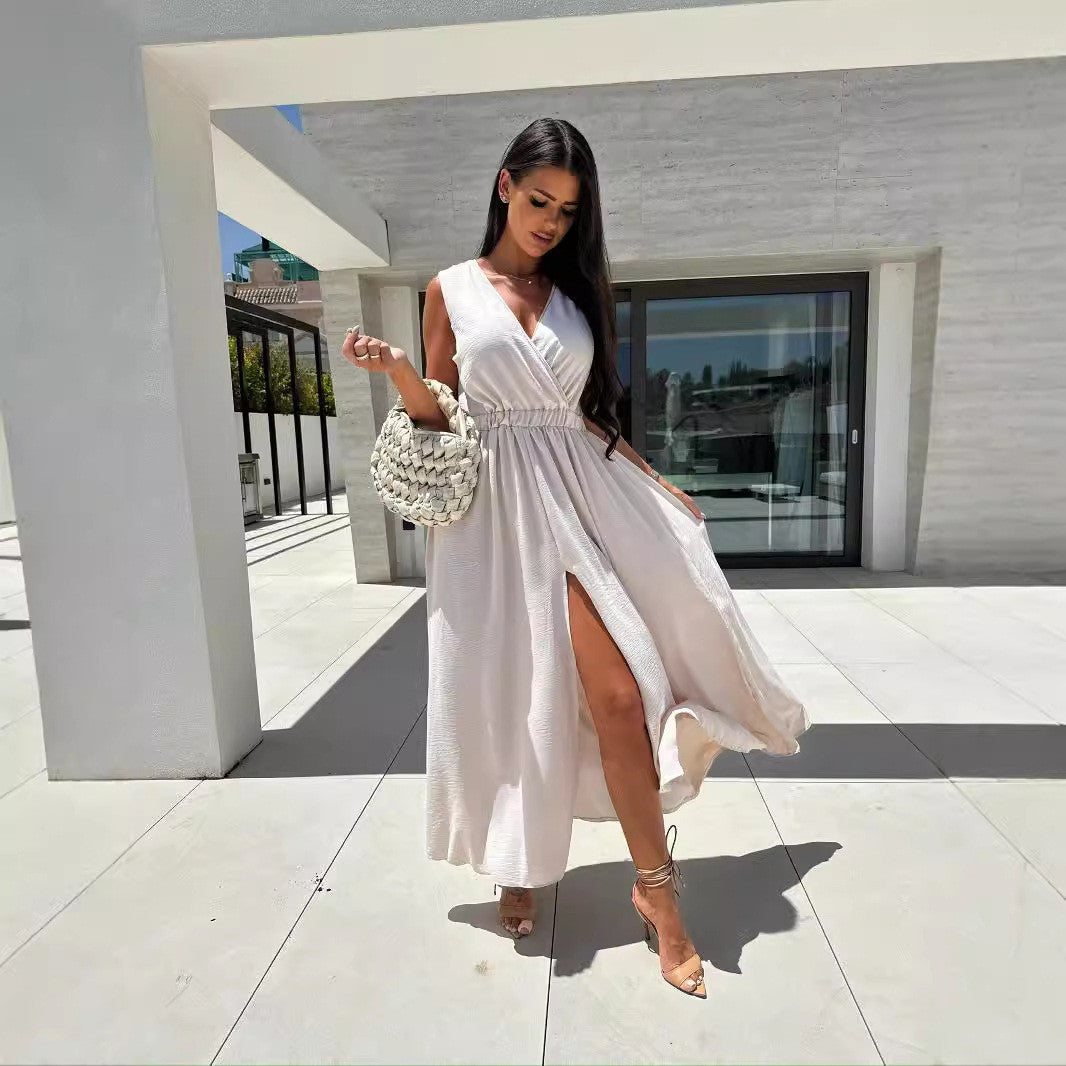 Femme Robe Maxi Chic à Décolleté en V Chic und Stil