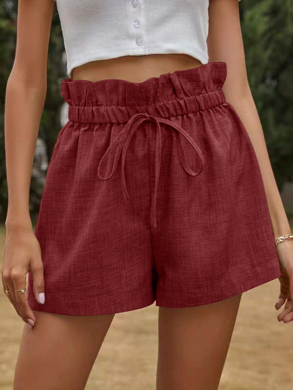 Shorts en lin pour femmes décontractées avec taille élastique et cordon de serrage Chic und Stil