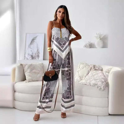 Dames jumpsuit avec jambes larges et motif élégant Chic und Stil