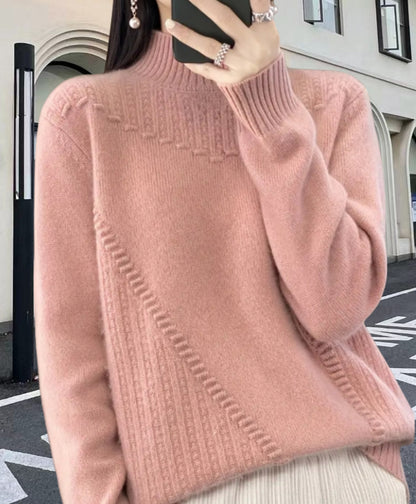 Pull en tricot pour femmes avec col montant élégant et design structuré Chic und Stil