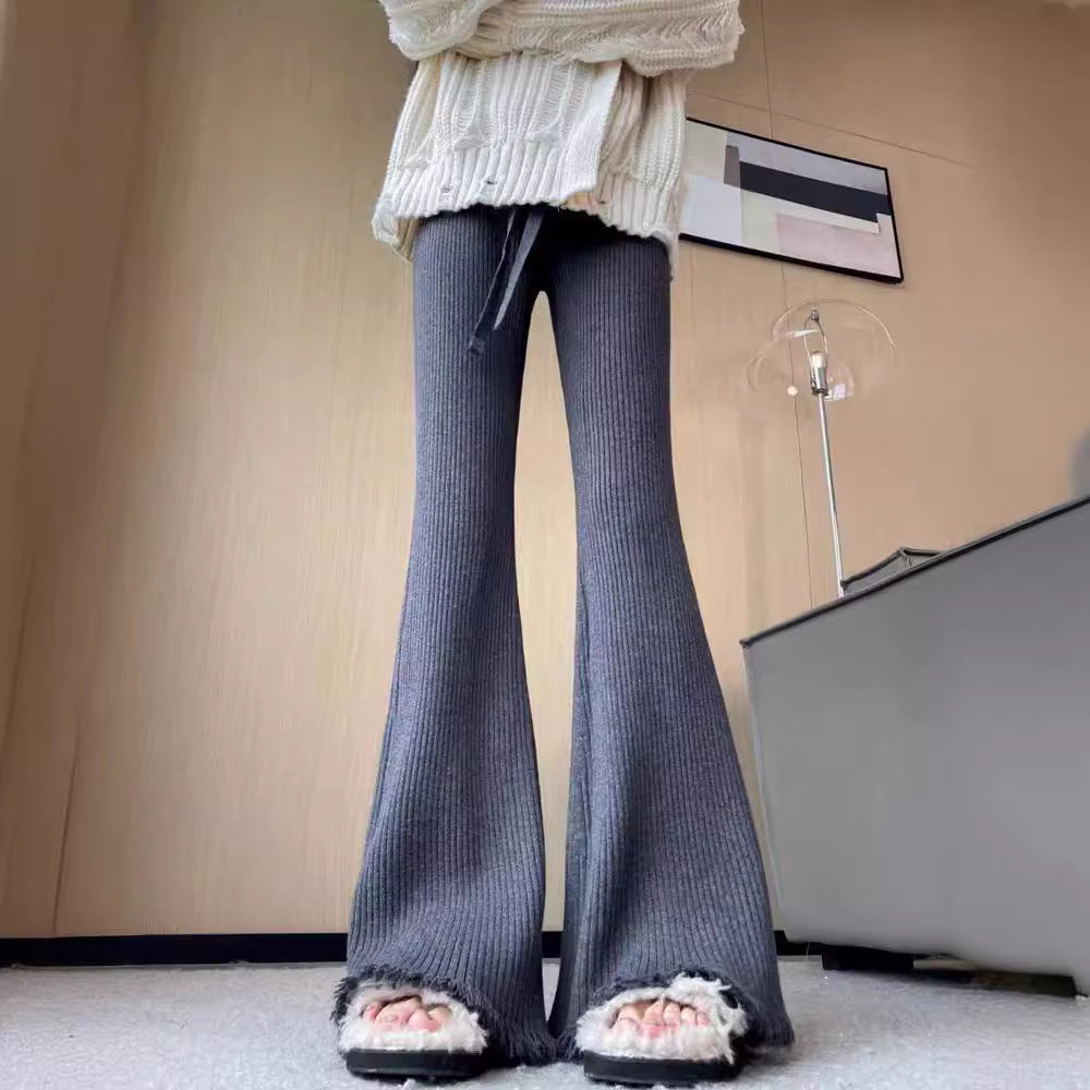Comfortable ribbed knit pants for women with wide legs Chic and Style