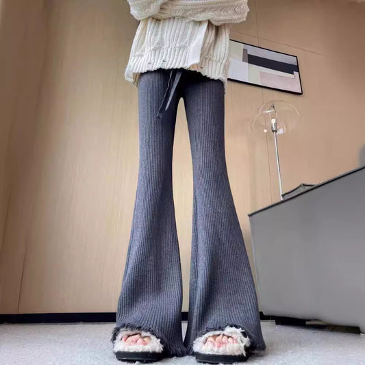 Comfortable ribbed knit pants for women with wide legs Chic and Style