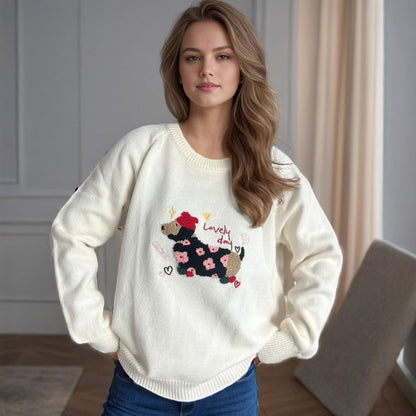Pull femme avec motif animal et broderies décoratives Chic und Stil