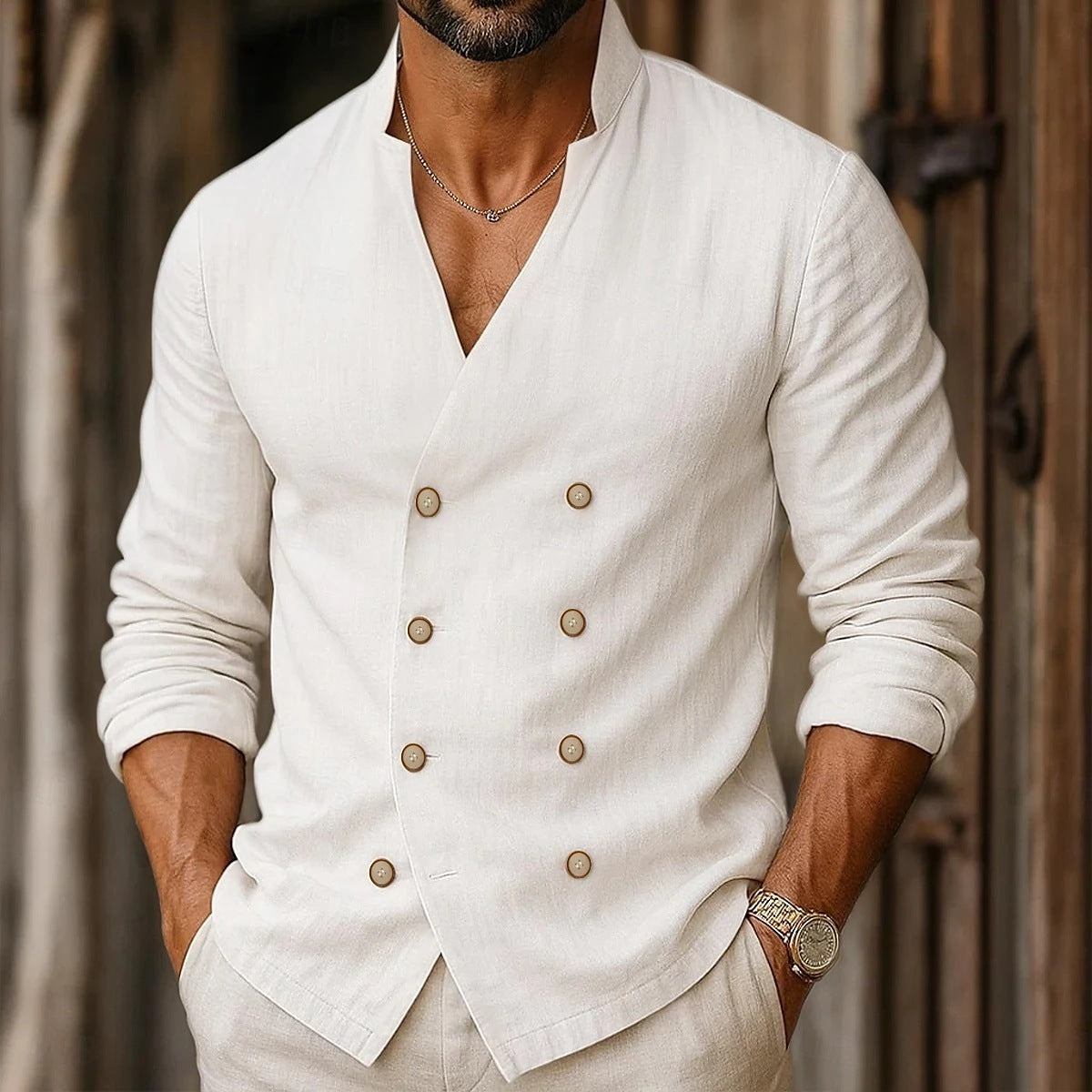 Chemise mode pour hommes avec double rangée de boutons Chic und Stil