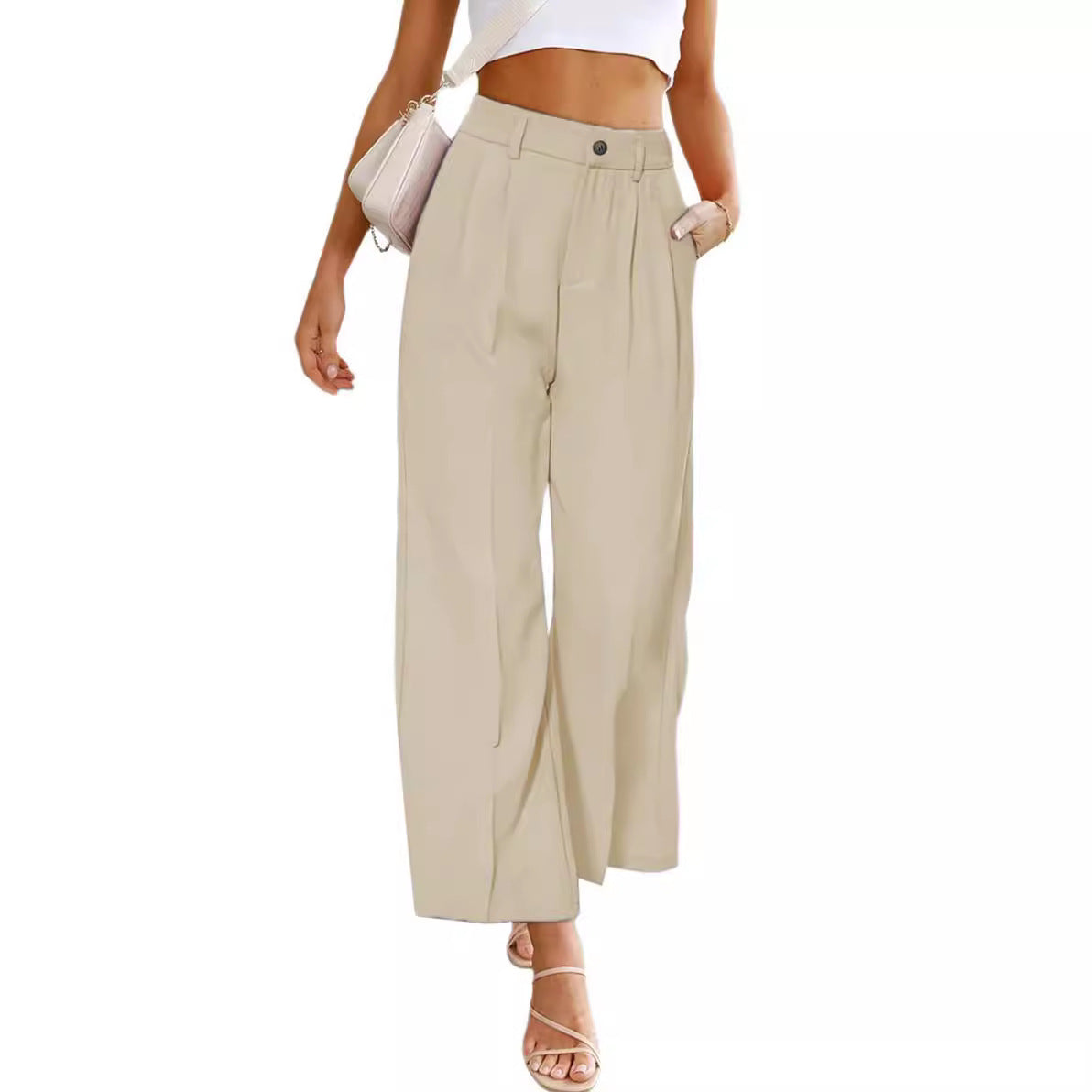 Women's high-waisted wide-leg pants with pleats and elegant cut Chic and Style