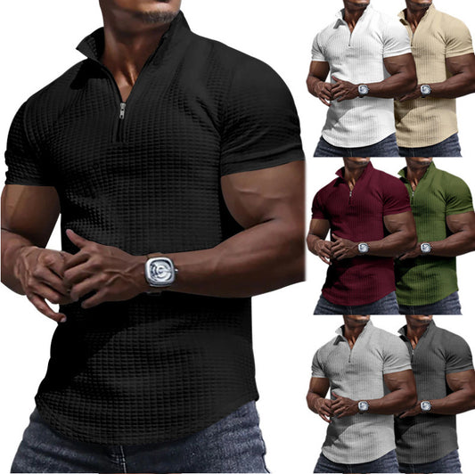 Chemise fonctionnelle à manches courtes pour hommes avec col montant moderne et fermeture éclair Chic und Stil