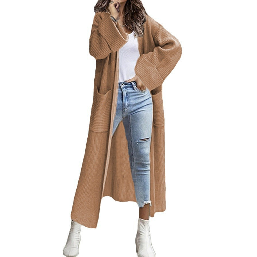 Dames Grand manteau en tricot avec poches profondes et coupe décontractée Chic und Stil