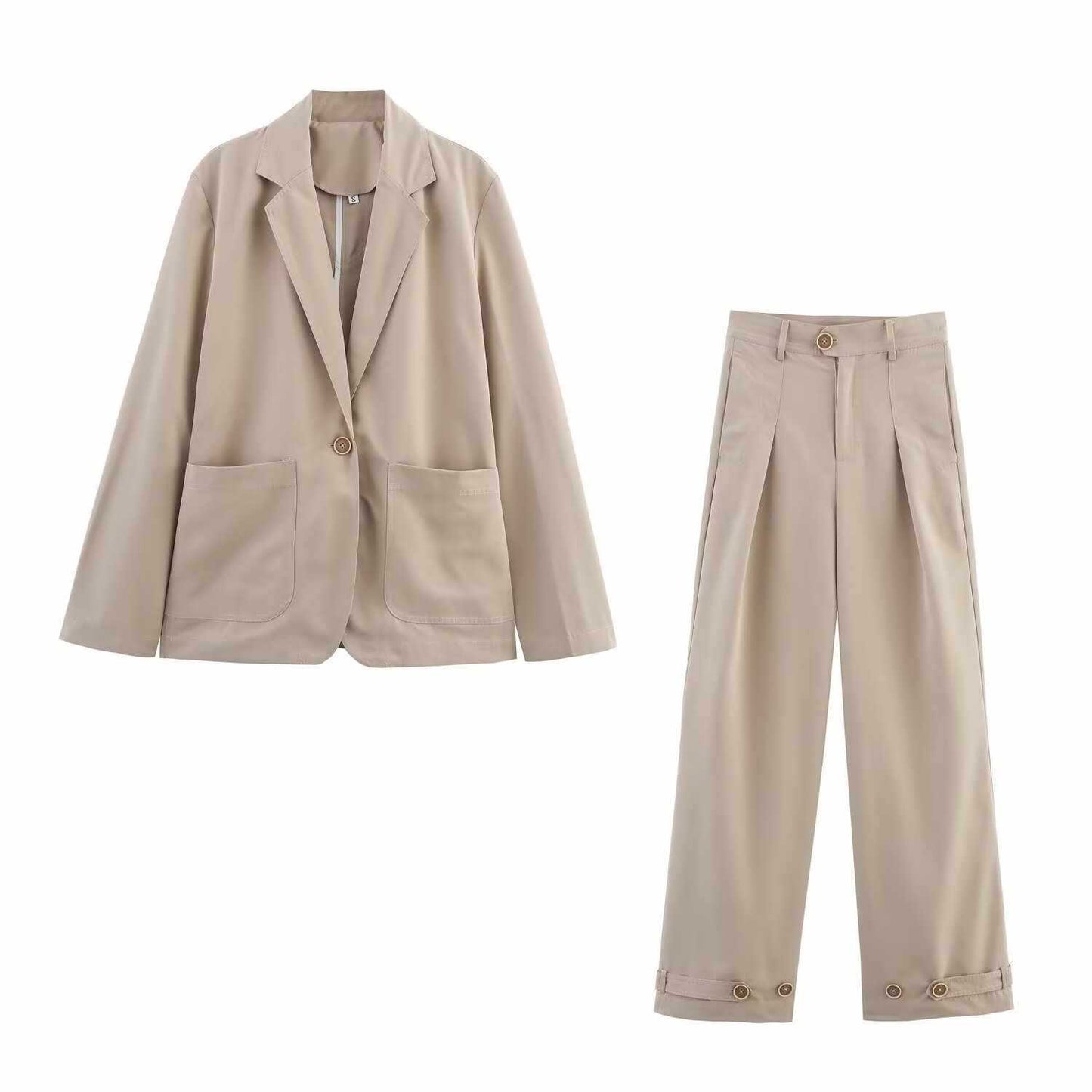 Damen weite hochtaillierte Stoffhose mit eleganten Knopfdetails Chic und Stil