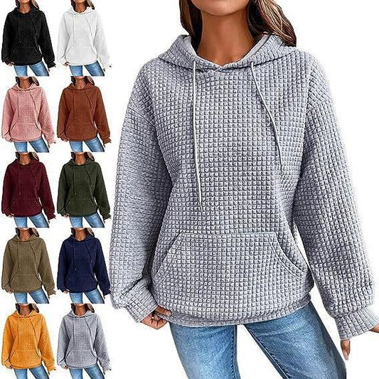 Sweat à capuche décontracté pour femmes avec surface texturée et poche kangourou pratique Chic und Stil