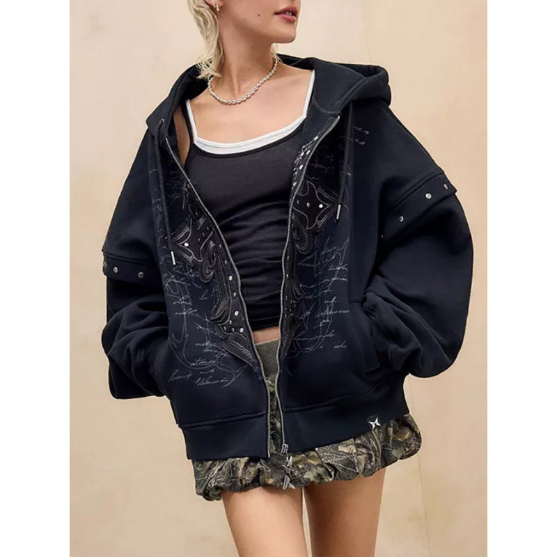 Dames hoodie surdimensionné avec impression détaillée Chic und Stil